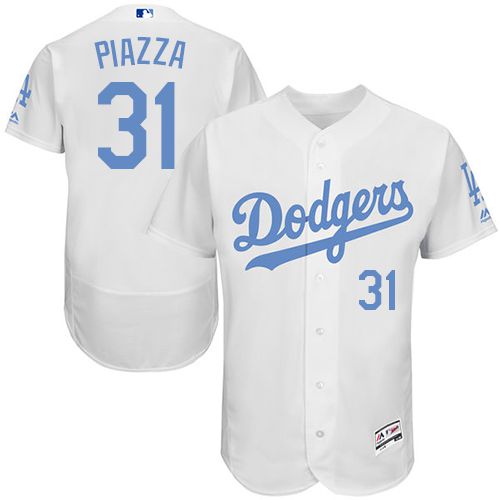 Dodgers #31 Mike Piazza White Flexbase Authentic Collection Father's Day Stitched MLB Jersey